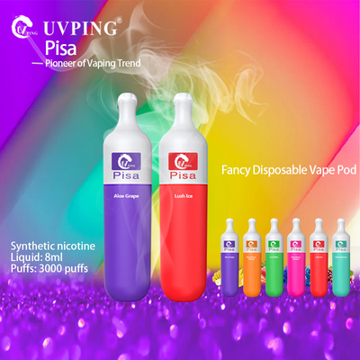 दोहरी रंग एमटीएल बोतल के आकार का Vape 2% निकोटीन की बोतल के आकार का Vape प्लास्टिक इंजेक्शन 3000 Puffs